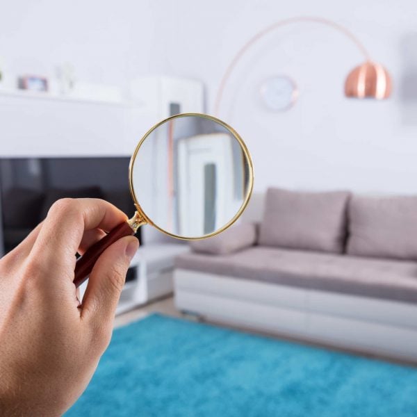 magnifying glass looking at home